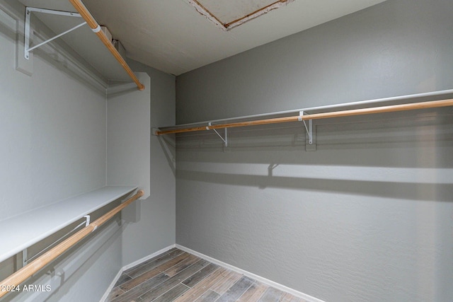 walk in closet featuring dark wood-type flooring