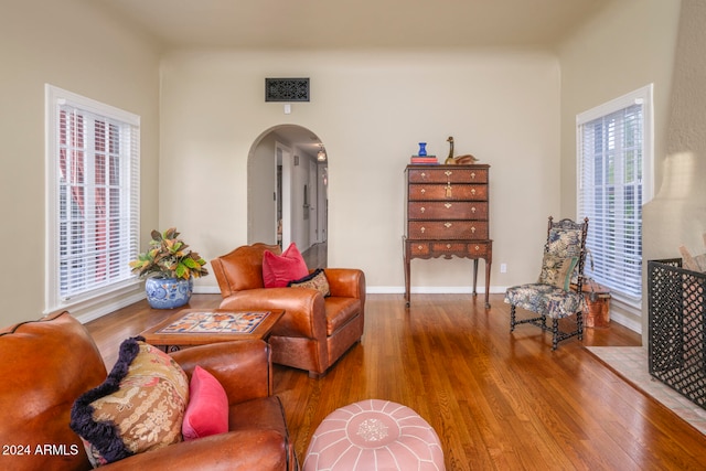 living room with wood-type flooring