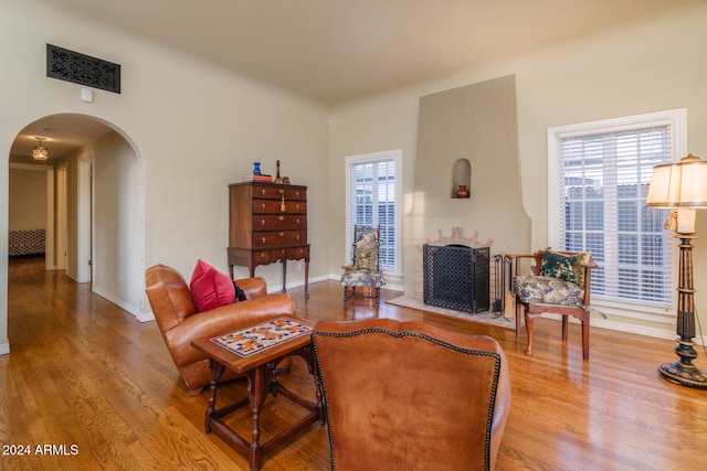 living room featuring hardwood / wood-style flooring and plenty of natural light