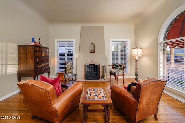 living room with wood-type flooring