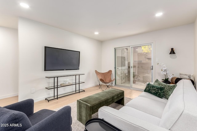 living room featuring light wood-type flooring