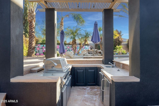 815 E County Down Dr, Chandler, AZ 85249 - view of patio / terrace with exterior kitchen, fence, and a sink