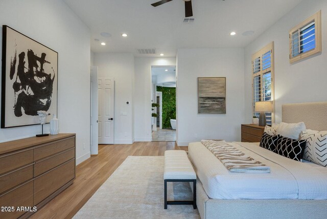 815 E County Down Dr, Chandler, AZ 85249 - bedroom with baseboards, recessed lighting, visible vents, and light wood-style floors