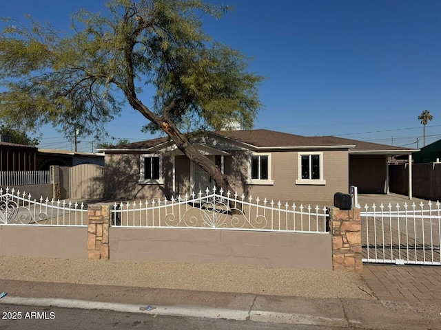 view of single story home