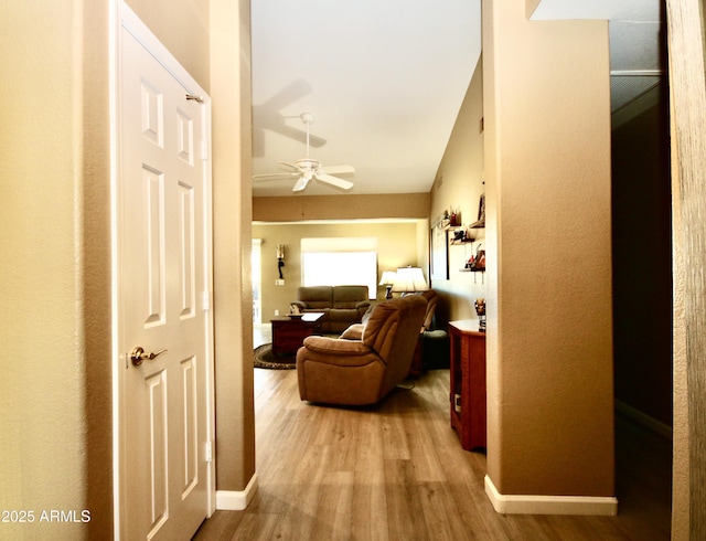 hall featuring light wood-type flooring