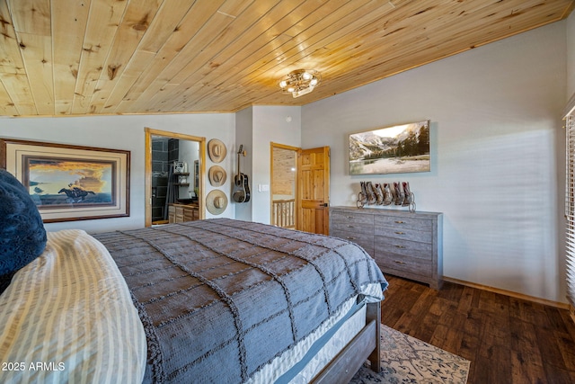 2295 Bison Ranch Trl, Overgaard, AZ 85933 - bedroom featuring wood ceiling, wood-type flooring, and lofted ceiling