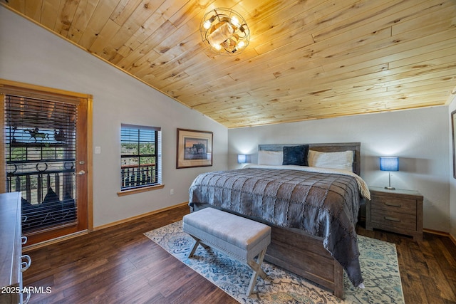 2295 Bison Ranch Trl, Overgaard, AZ 85933 - bedroom with lofted ceiling, wood finished floors, and wooden ceiling