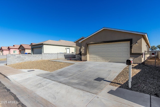 single story home with a garage