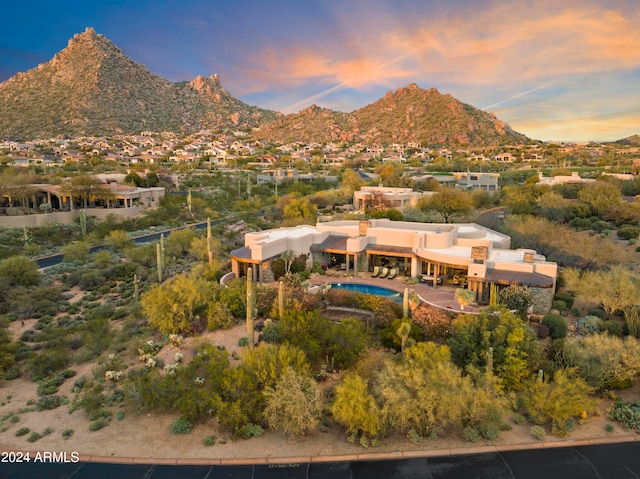 exterior space featuring a mountain view