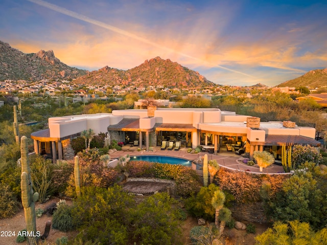 exterior space featuring a mountain view