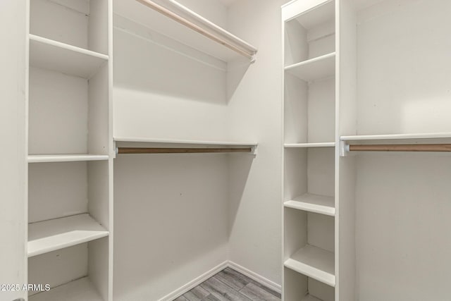 walk in closet featuring wood finished floors