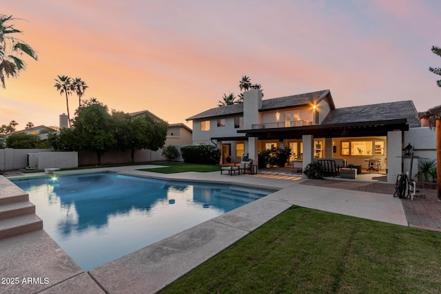 9921 E Doubletree Ranch Rd, Scottsdale, AZ 85258 - view of swimming pool with a fenced backyard, a patio, and outdoor lounge area