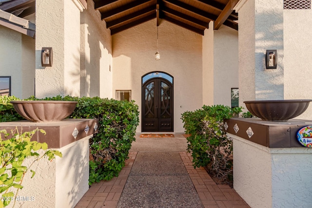 9921 E Doubletree Ranch Rd, Scottsdale, AZ 85258 - entrance to property featuring french doors and stucco siding