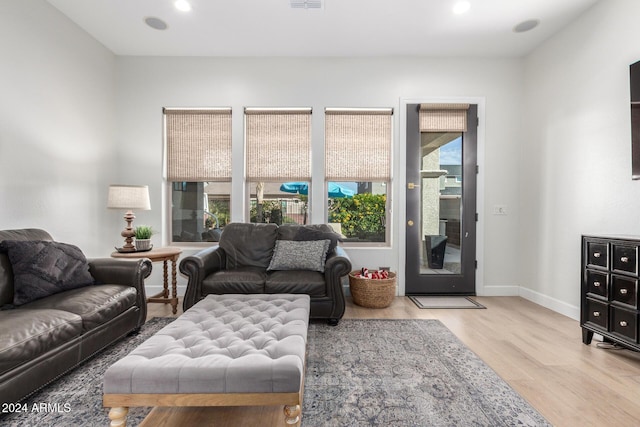 living room featuring light hardwood / wood-style flooring