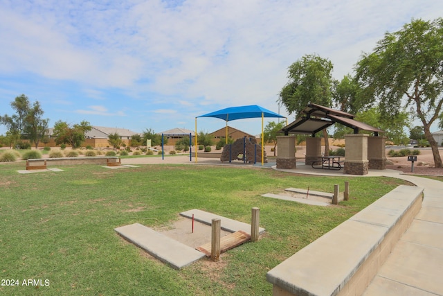 view of home's community featuring a lawn and a gazebo