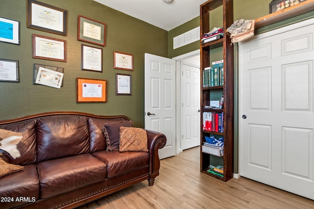 living room with light wood-type flooring