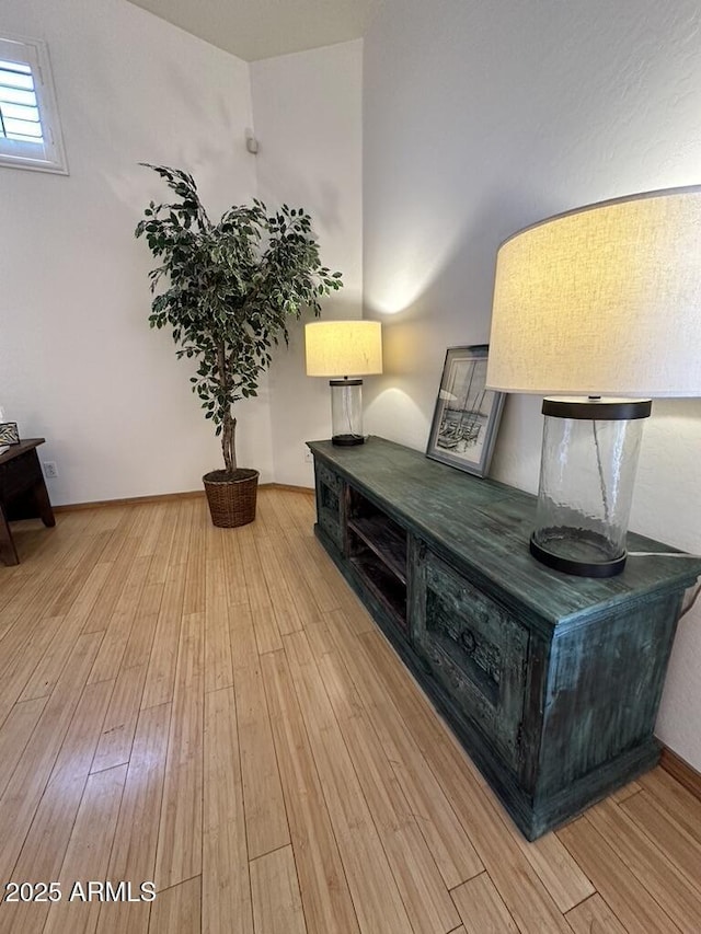 living area with light wood-style floors
