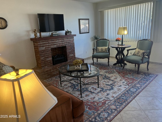 9679 W Cinnabar Ave Unit B, Peoria, AZ 85345 - tiled living room with a fireplace