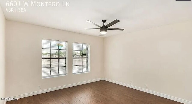 6601 W Montego Ln, Glendale, AZ 85306 - unfurnished room featuring a ceiling fan, dark wood-style flooring, and baseboards