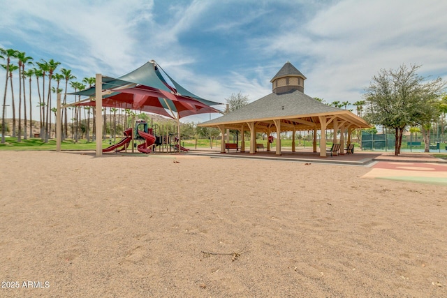 communal playground featuring a gazebo