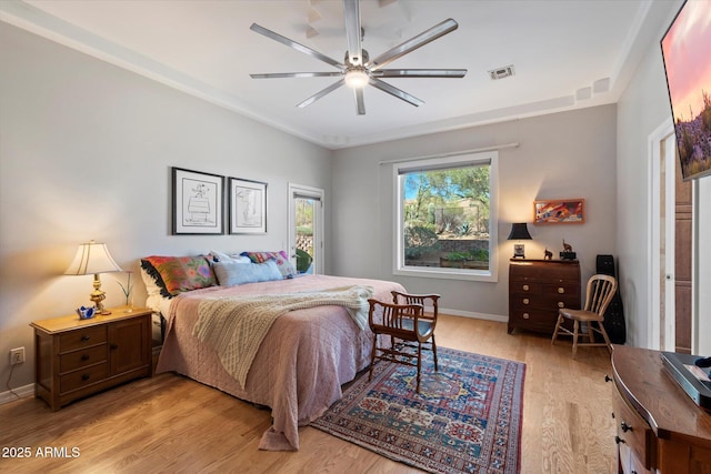 34611 N Sunset Trl, Cave Creek, AZ 85331 - bedroom with light wood-style flooring, baseboards, and a ceiling fan