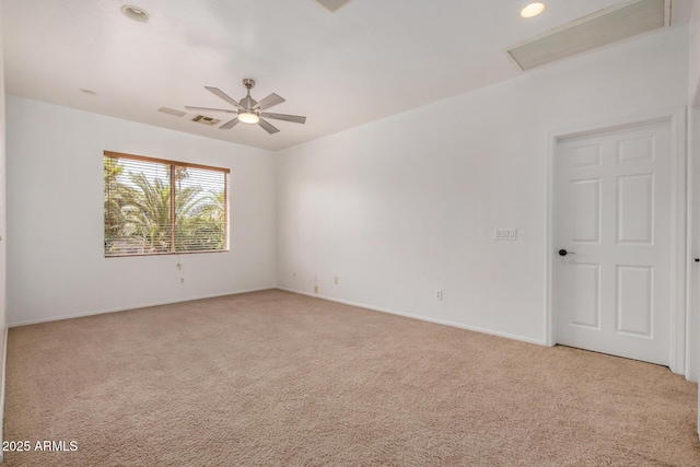 13599 W Monte Vista Rd, Goodyear, AZ 85395 - empty room with attic access, light carpet, a ceiling fan, baseboards, and recessed lighting