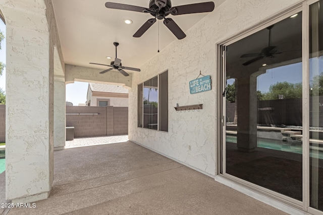 6805 S Sapphire Way, Chandler, AZ 85249 - view of patio / terrace with ceiling fan and fence