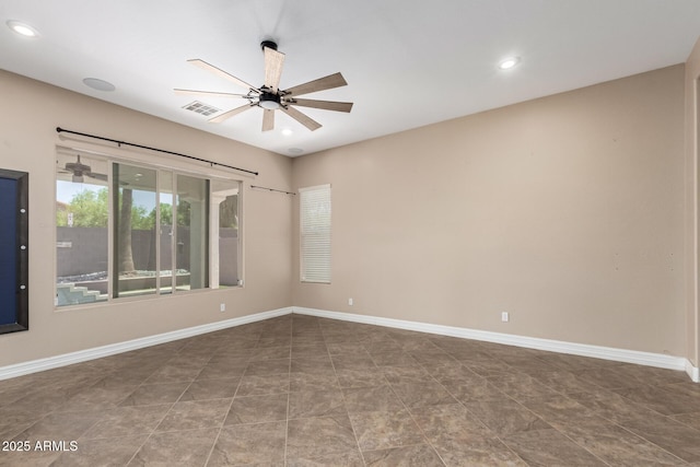 6805 S Sapphire Way, Chandler, AZ 85249 - spare room with a ceiling fan, baseboards, and recessed lighting