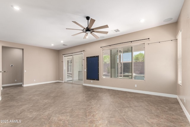 6805 S Sapphire Way, Chandler, AZ 85249 - unfurnished room with ceiling fan, baseboards, and recessed lighting