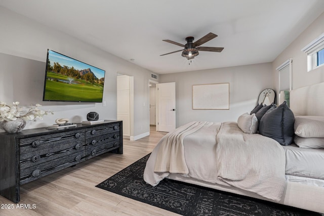 7821 N Via De La Sombre, Scottsdale, AZ 85258 - bedroom featuring light wood-style floors and ceiling fan