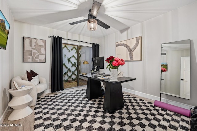 7821 N Via De La Sombre, Scottsdale, AZ 85258 - office featuring a ceiling fan, baseboards, and tile patterned floors