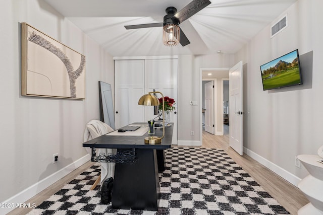 7821 N Via De La Sombre, Scottsdale, AZ 85258 - office with ceiling fan, baseboards, and light floors