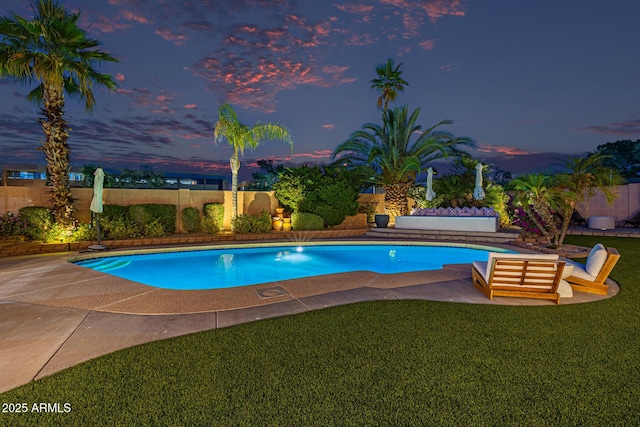 7821 N Via De La Sombre, Scottsdale, AZ 85258 - pool at dusk with a patio area