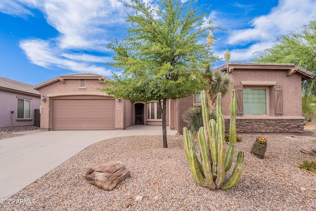 6230 W Montebello Way, Florence, AZ 85132 - mediterranean / spanish-style house featuring stucco siding, driveway, and a garage