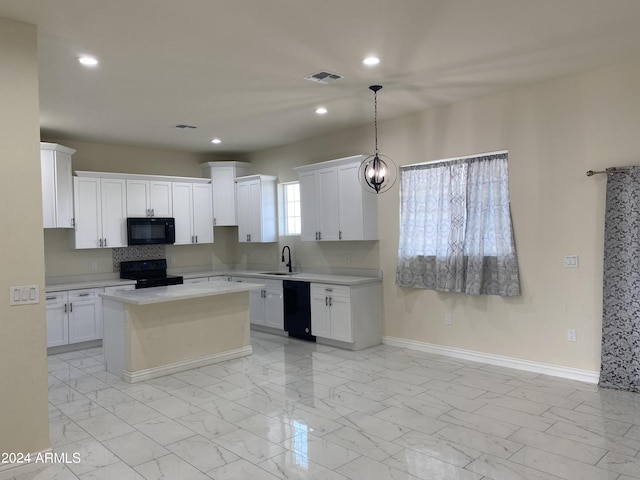 38712 W Sherman St, Tonopah, AZ 85354 - kitchen featuring black appliances, a sink, light countertops, white cabinets, and recessed lighting