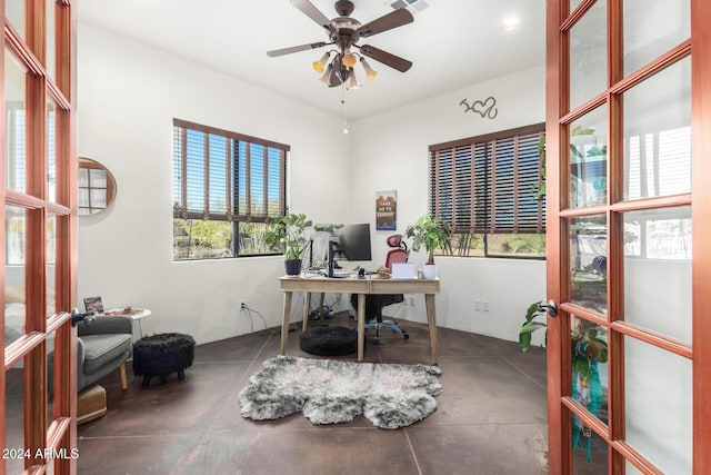 14129 E Barbie Ln, Scottsdale, AZ 85262 - office space with plenty of natural light, concrete flooring, and a ceiling fan