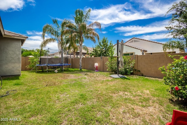 view of yard with a trampoline