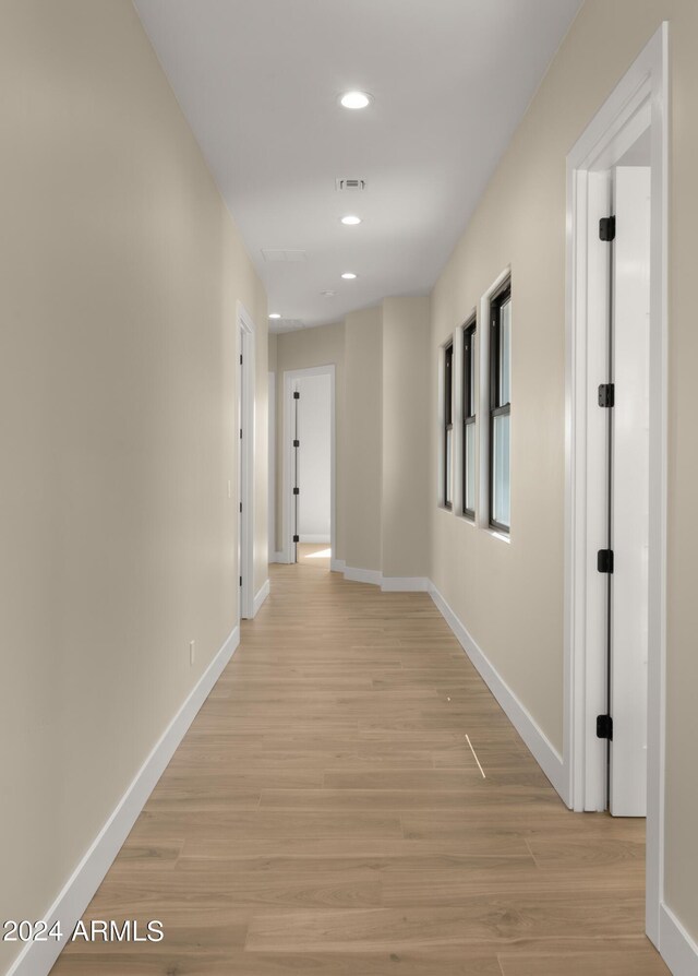29811 N 154th St, Scottsdale, AZ 85262 - hall featuring light wood finished floors, baseboards, visible vents, and recessed lighting