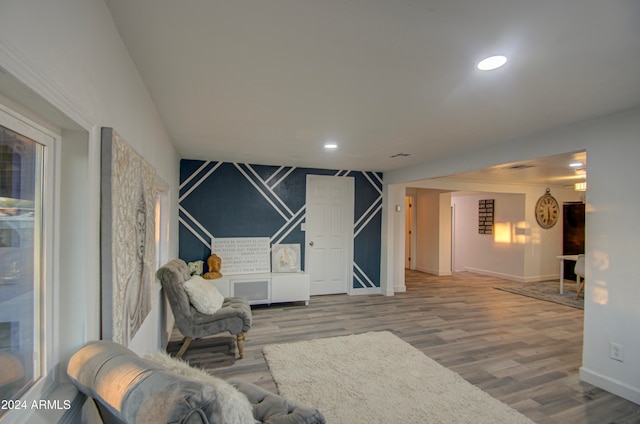 living room with wood-type flooring