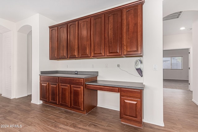 kitchen with built in desk