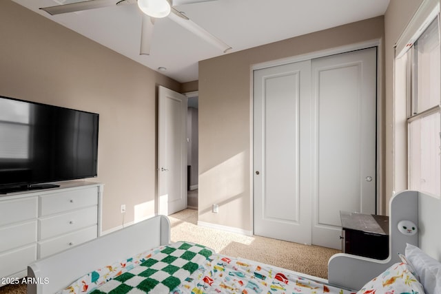 16178 W Granada Rd, Goodyear, AZ 85395 - bedroom with carpet floors, a closet, and a ceiling fan