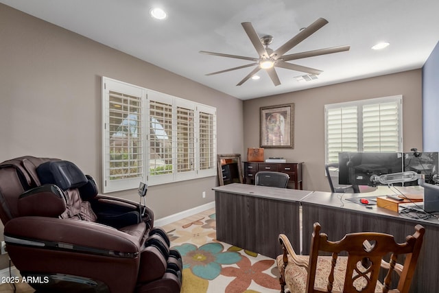 16178 W Granada Rd, Goodyear, AZ 85395 - home office with ceiling fan and recessed lighting