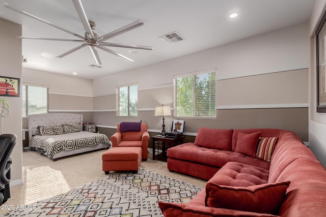16178 W Granada Rd, Goodyear, AZ 85395 - living area with ceiling fan, carpet flooring, and recessed lighting