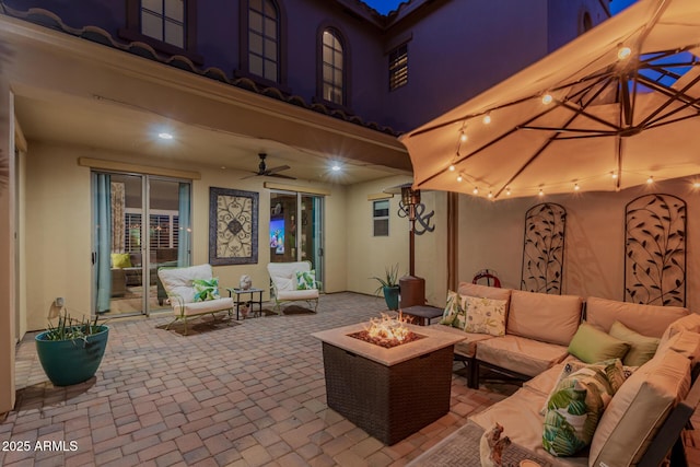 16178 W Granada Rd, Goodyear, AZ 85395 - view of patio / terrace featuring an outdoor living space with a fire pit and ceiling fan