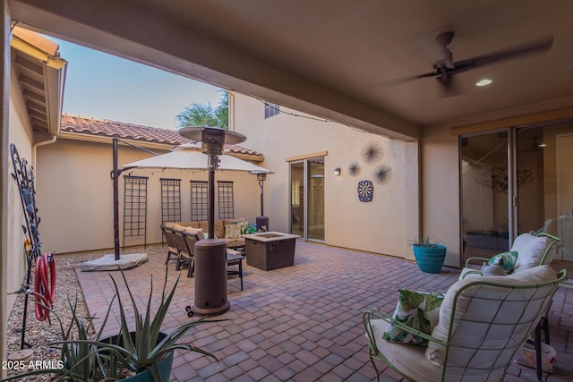 16178 W Granada Rd, Goodyear, AZ 85395 - view of patio featuring an outdoor living space with a fire pit and ceiling fan