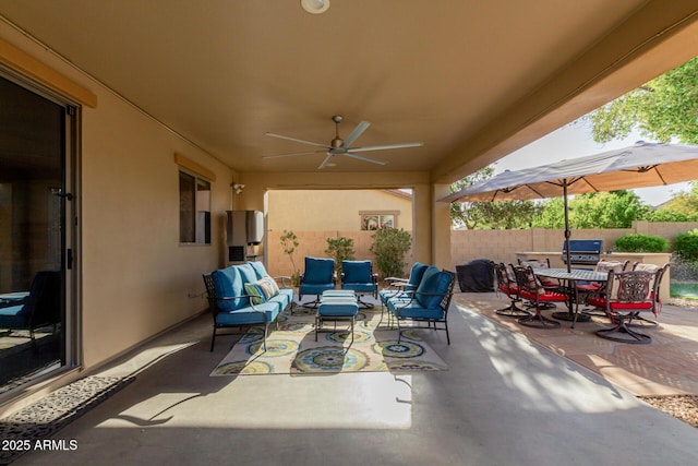 16178 W Granada Rd, Goodyear, AZ 85395 - view of patio with an outdoor living space, outdoor dining area, a grill, and ceiling fan