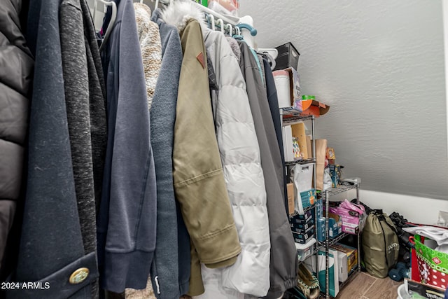 spacious closet with hardwood / wood-style flooring