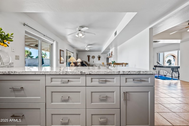 14830 N 28th Pl, Phoenix, AZ 85032 - kitchen featuring ceiling fan, healthy amount of natural light, and light stone counters