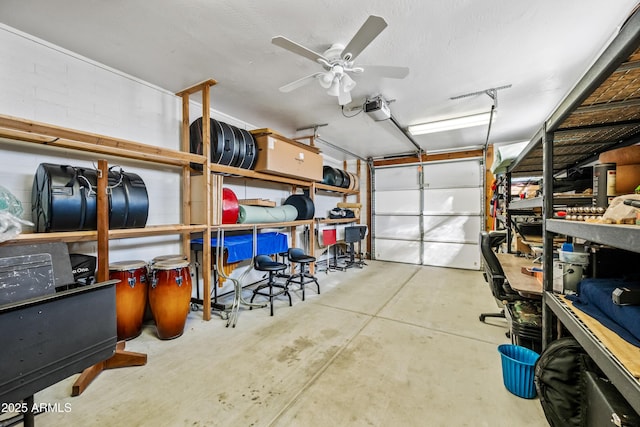 14830 N 28th Pl, Phoenix, AZ 85032 - garage featuring a ceiling fan and a garage door opener