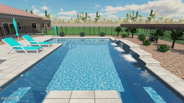 view of swimming pool with a patio